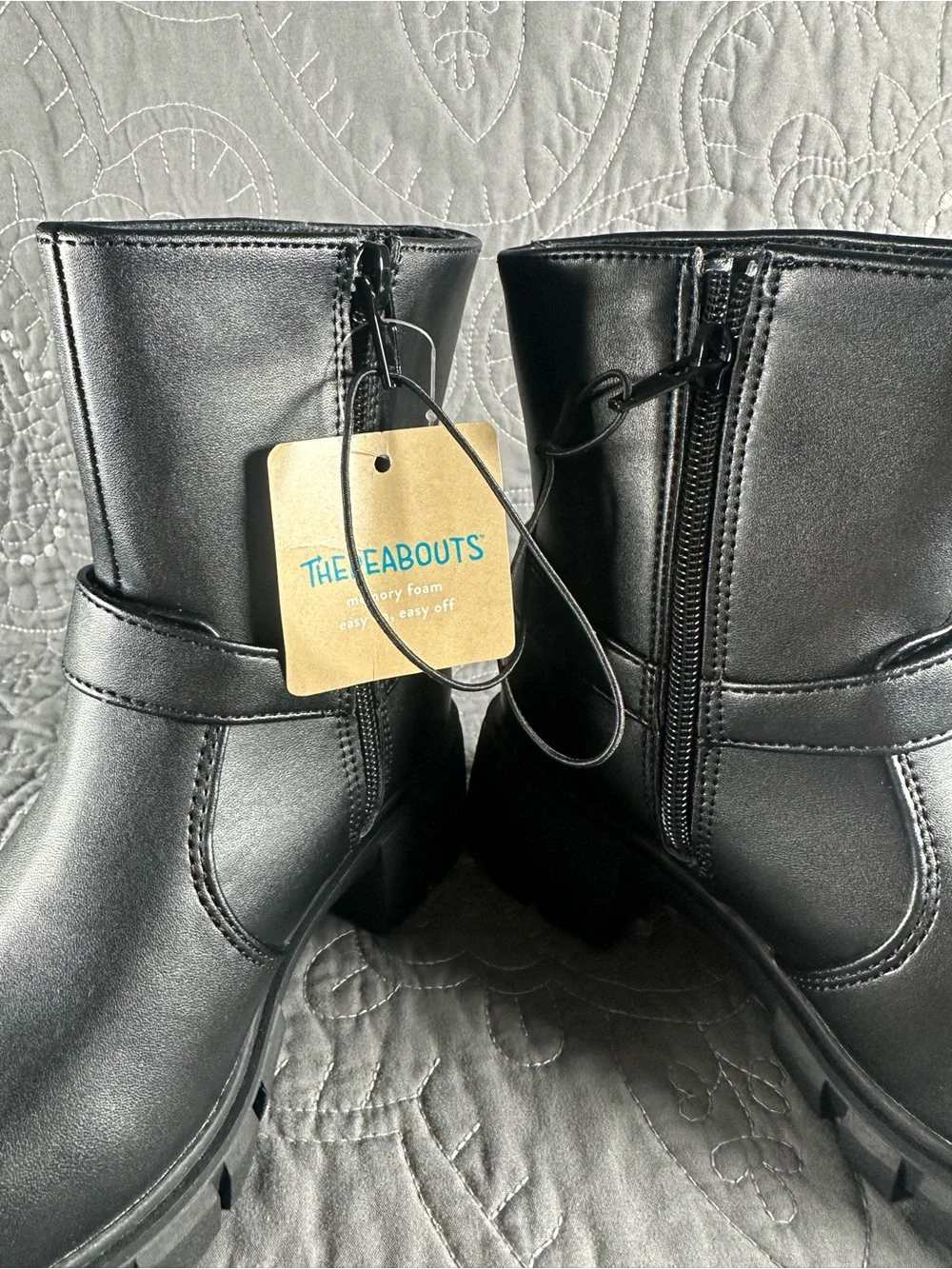 Thereabouts Little Girls Black Zuri Chunky Heel Motorcycle Boots NWT Size 13